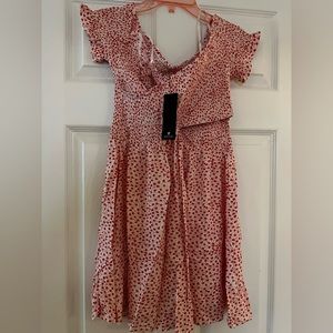 Lulu’s red and white floral off shoulder dress
